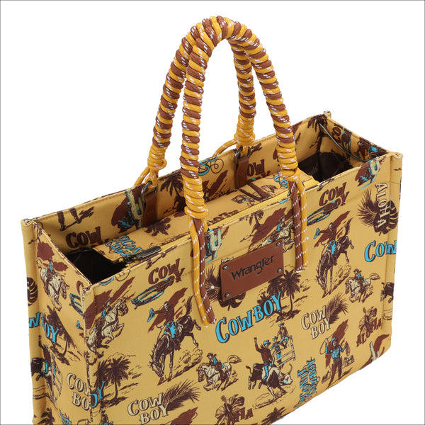 WG284D-8119 Wrangler COWBOY Dual Sided Print Canvas Wide Tote