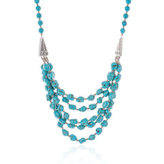RNS-1009  Rustic Couture's  Turquoise Nuggets Layered  Necklace