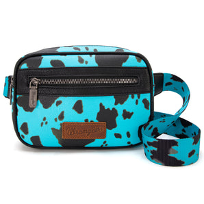 WG133-194 Wrangler Cow Print Belt-Bag - Turquoise