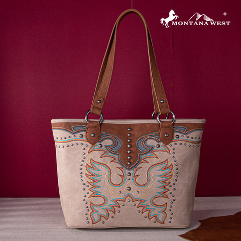 MW1253G-8317  Montana West Embroidered Collection Concealed Carry Tote