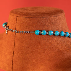 RNS-1009  Rustic Couture's  Turquoise Nuggets Layered  Necklace