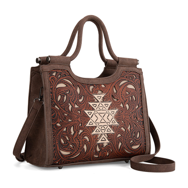 TR190G-8250 Trinity Ranch Floral Aztec Tooled Concealed Carry Tote