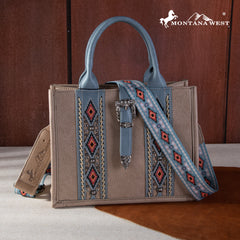 MW1254G-8120S   Montana West Buckle Aztec Concealed Carry Tote/Crossbody - Khaki