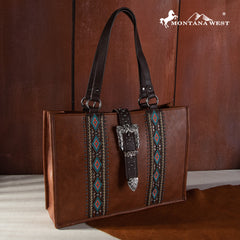 MW1254G-8119  Montana West Buckle Aztec Collection Concealed Carry Tote
