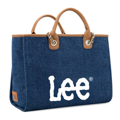 LEE45-345  LEE Canvas Denim Top Handle/Chain Strap Wide Tote