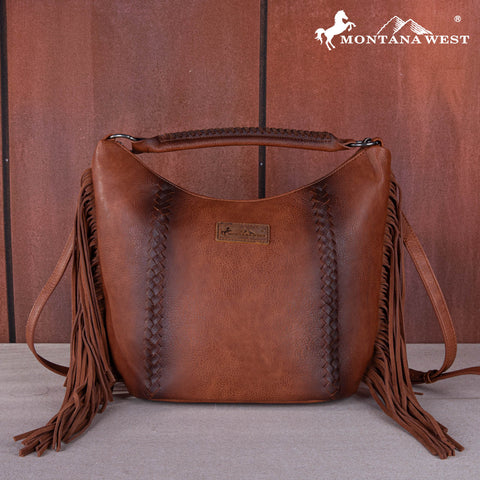 MWF1007G-9360 Montana West Fringe Collection Concealed Carry Hobo/Crossbody -Brown