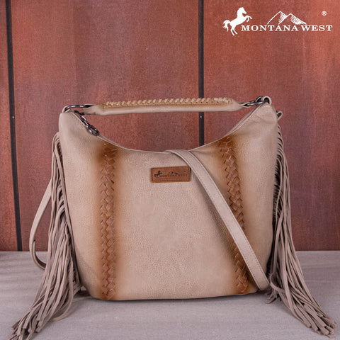 MWF1007G-9360 Montana West Fringe Collection Concealed Carry Hobo/Crossbody -Tan