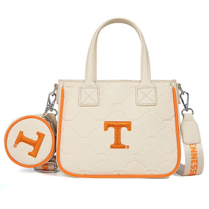 NC-TEN014BG University of Tennessee Volunteers Embossed Tote Bag with Coin Pouch - Beige