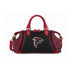 NFL-HB-ATL-003-BK-M Atlanta Falcons Braided Trim Satchel Bag - Black