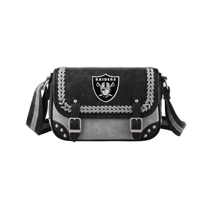 NFL-HB-LV-013 Las Vegas Raiders Braided Stitch Crossbody Satchel Bag