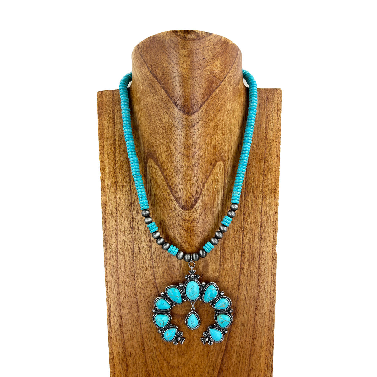 NKS230416-38 Roundelle Beads Navajo Pearl Necklace (21