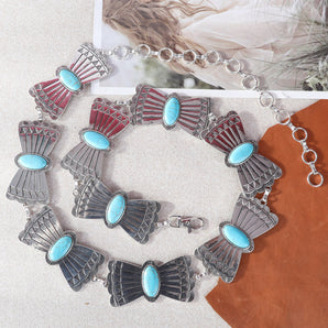 RCB-1020 Rustic Couture Copper Mariposa Concho Link Chain Belt with White Inlays