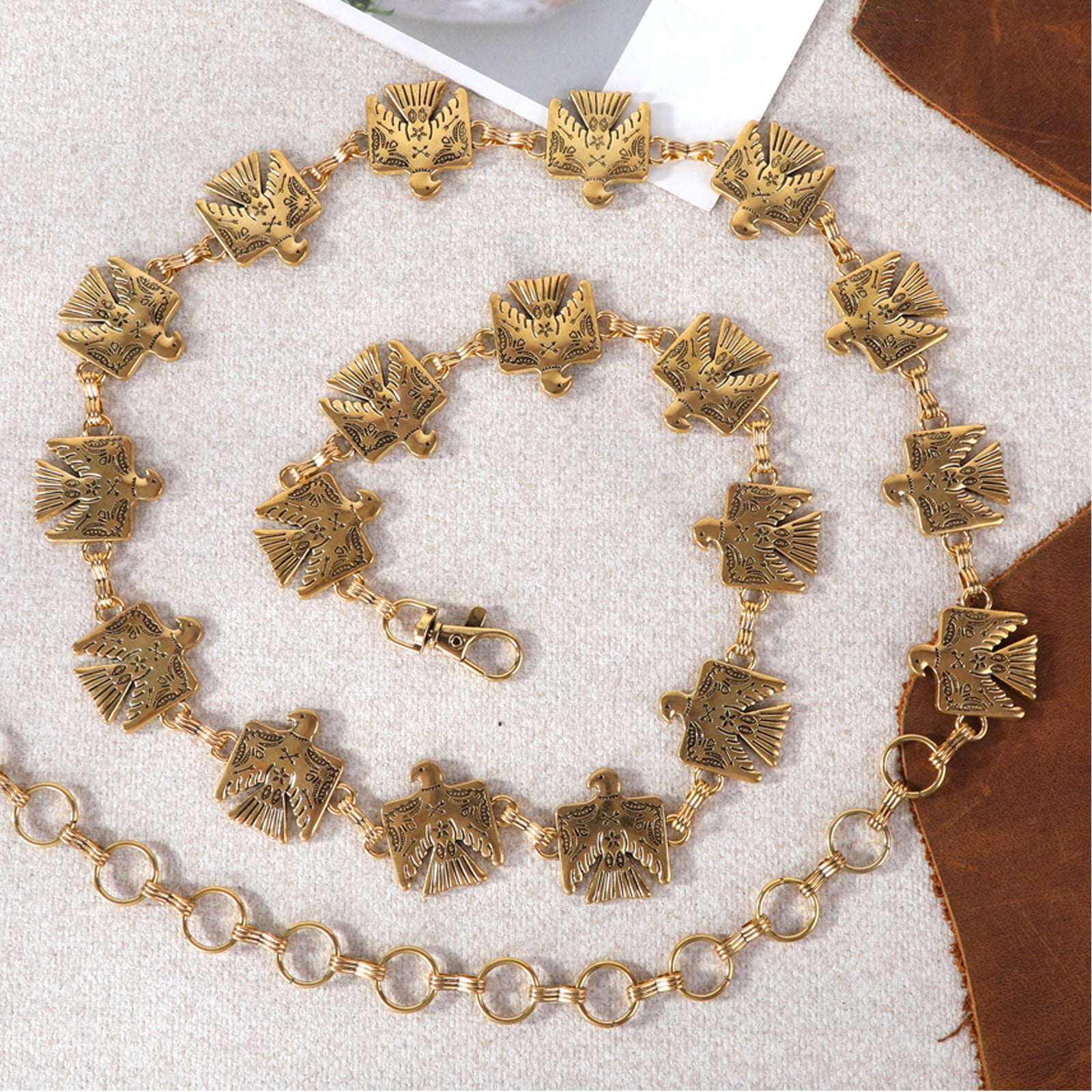 RCB-1028S Rustic Couture Thunderbird Small Concho Link Chain Belt