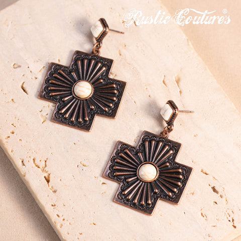 RCE-1116  Rustic Couture's  Cross Shape Earring