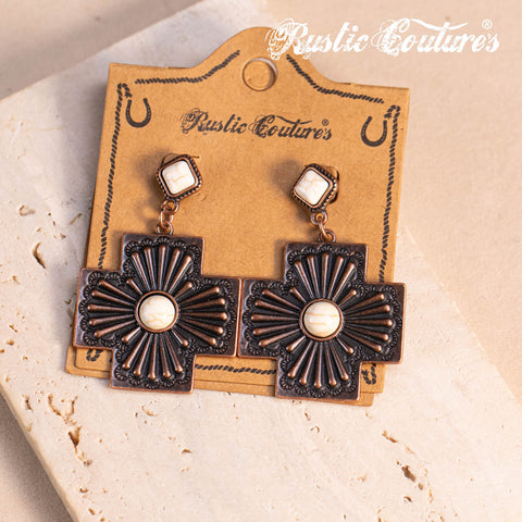 RCE-1116  Rustic Couture's  Cross Shape Earring