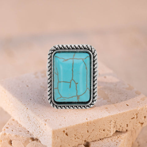 RCR-1001   Rustic Couture's  Vintage Silver Turquoise Cuff Ring