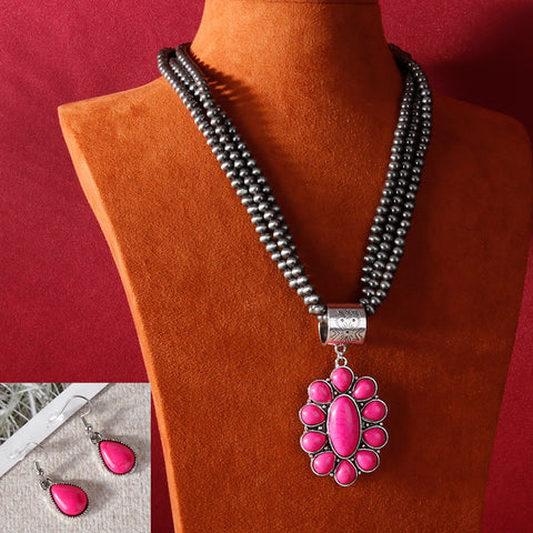 RNS-1005 Rustic Couture's Bohemian Jewelry Sets Pendant Necklace Earrings