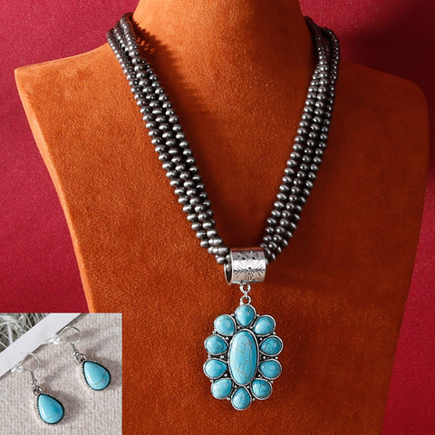 RNS-1005 Rustic Couture's Bohemian Jewelry Sets Pendant Necklace Earrings