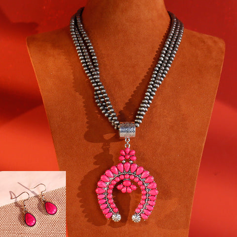 RNS-1006 Rustic Couture's Bohemian Jewelry Sets Pendant Necklace Earrings