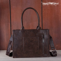 TR169G-8119S   Trinity Ranch Hair On Cowhide Concealed Carry Tote - Coffee