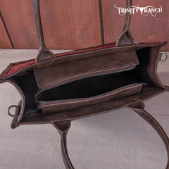 TR169G-8119S   Trinity Ranch Hair On Cowhide Concealed Carry Tote - Coffee