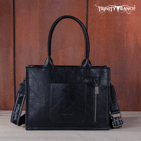 TR170G-8119S   Trinity Ranch Hair On Cowhide Concealed Carry Tote - Black