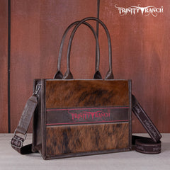 TR170G-8119S  Trinity Ranch Hair On Cowhide Concealed Carry Tote/Crossbody - Coffee