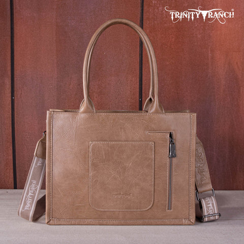 TR170G-8119S Trinity Ranch Hair On Cowhide Concealed Carry Tote/Crossbody - Khaki