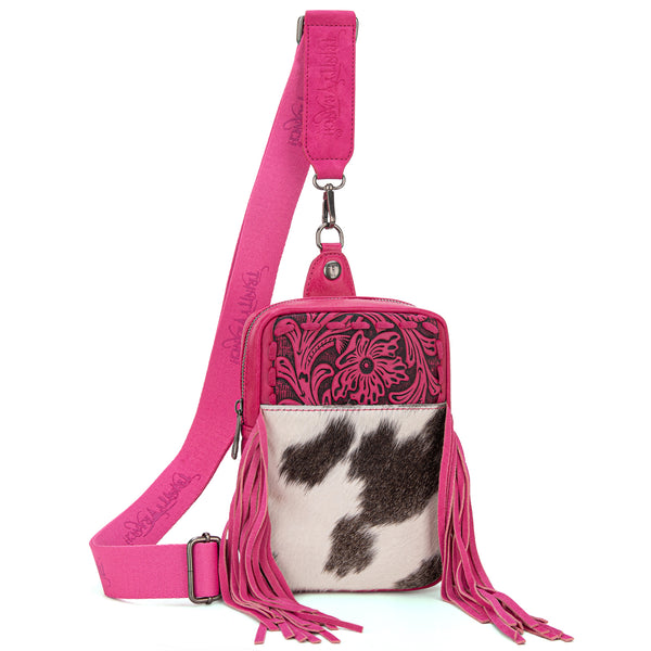 TR179-186 Trinity Ranch Genuine Hair-On Cowhide Tooled Fringe