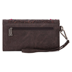 TR181-W018  Trinity Ranch Floral Tooled Collection Wallet - Coffee