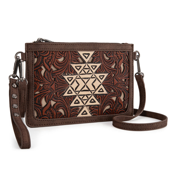 TR190-181 Trinity Ranch Floral Aztec Tooled Collection Clutch