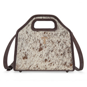 TR206-8360CF Trinity Ranch Genuine Hair-On Cowhide Satchel Crossbody Bag - Coffee