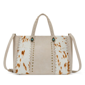 TR209H-8250TN Trinity Ranch Cowhide Western Tote Bag - Tan