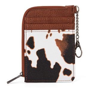 WG102-W005 Wrangler Cow Print Mini Zip Card Case - Brown