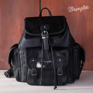 WG12-9110 Wrangler Hair-on Cowhide Backpack - Black