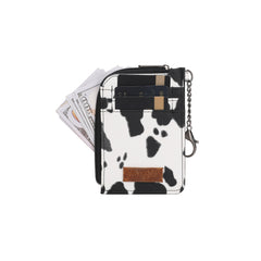 WG133-W005 Wrangler Cow Print Print Mini Zip Card Case - Black