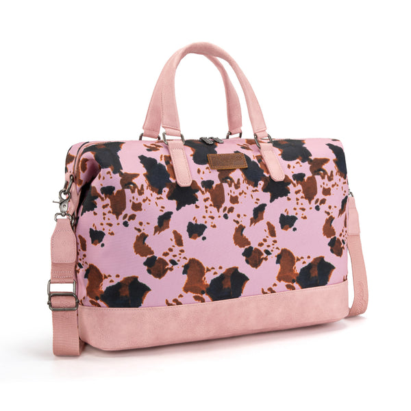 WG133-5110 Wrangler Cow Print Collection Weekender Bag -Pink