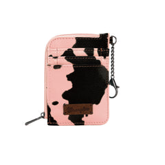 WG133-W005 Wrangler Cow Print Print Mini Zip Card Case - Pink