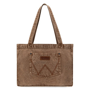 WG143-2006BR Wrangler Stitch Denim Tote Bag - Brown
