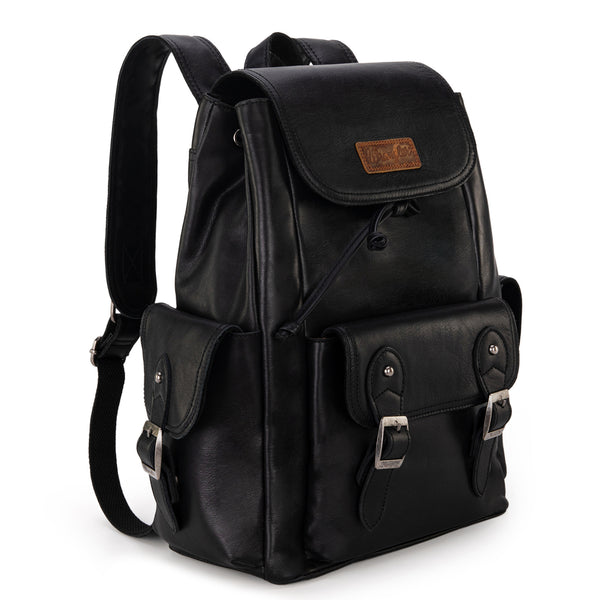 WG143-9110 Wrangler 100% Genuine Leather Backpack - Black