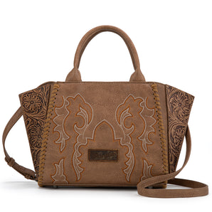 WG145G-8300 Wrangler Embroidered Trapezoid Concealed Carry Tote/Crossbody - Khaki
