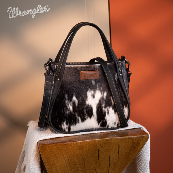 WG169-2022 Wrangler Genuine Hair-On Cowhide Tote/Crossbody -Black