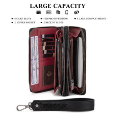 WG185-W050  Wrangler Dual Zipper Compartment Large Wallet  -Black