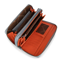 WG185-W050  Wrangler Dual Zipper Compartment Large Wallet  -Jean