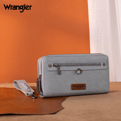 WG185-W050  Wrangler Dual Zipper Compartment Large Wallet  -Jean