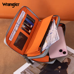 WG185-W050  Wrangler Dual Zipper Compartment Large Wallet  -Jean