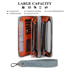 WG185-W050  Wrangler Dual Zipper Compartment Large Wallet  -Jean