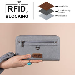 WG185-W050  Wrangler Dual Zipper Compartment Large Wallet  -Jean