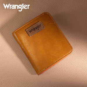 WG202-W058 Wrangler Solid Color Small BI-Fold Wallet RFID Card Holder - Ligh Brown