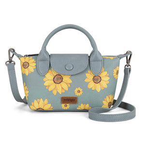 WG204-426 Wrangler Sunflower Print Mini Top Handle Crossbody - Jean